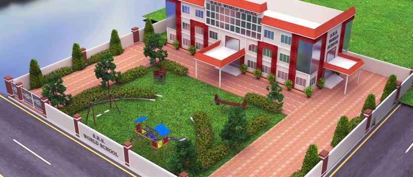 Aerial view of SRS World School campus