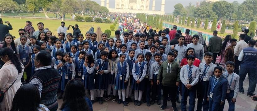 Students at a school picnic