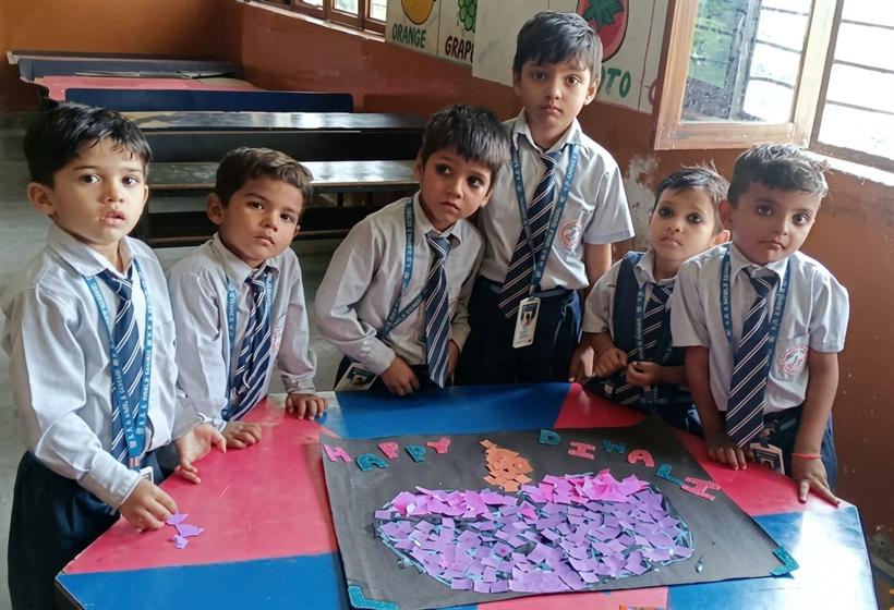 Children working on a Diwali craft